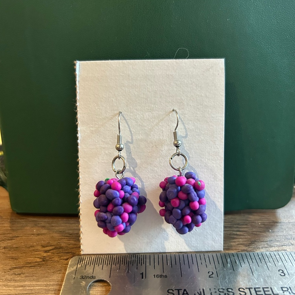 Berry handmade polymer clay earrings